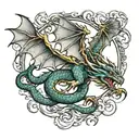 dragon flying tattoo design idea