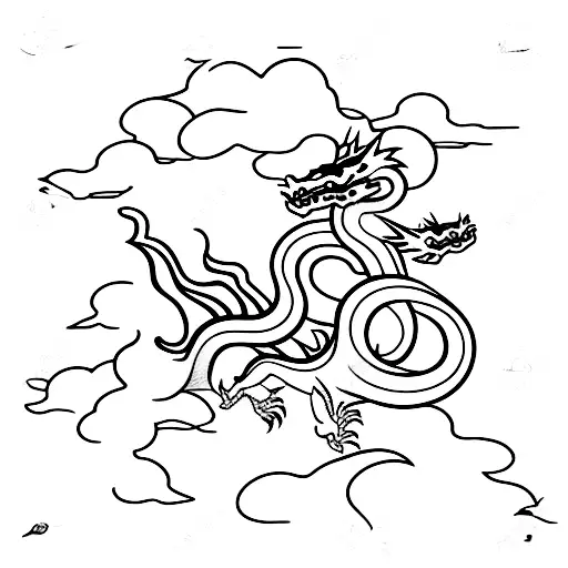 Dragon with japanese clouds  tattoo design idea