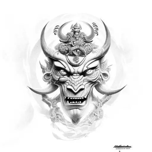 boeddha aries demon angel tattoo design idea