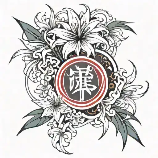 red spider lily with gaara love kanji tattoo design idea