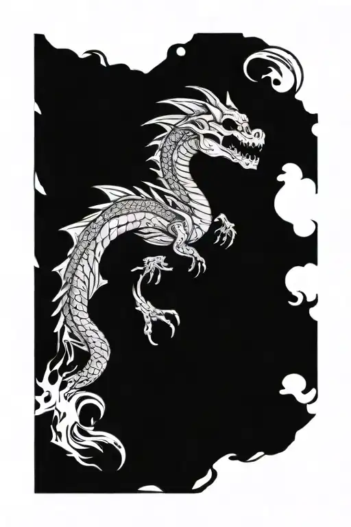 skull fire breathing dragon tattoo design idea