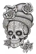 mexican skull face tattoo design idea