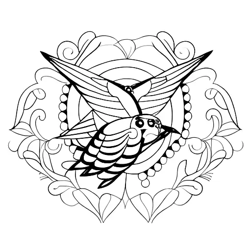 A minimalist tattoo of two intertwined colibrí birds symbolizing love and partnership. tattoo design idea