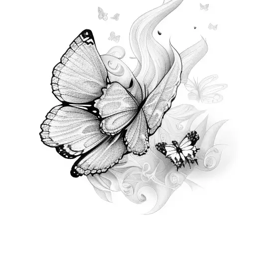 lily and butterflies  tattoo design idea
