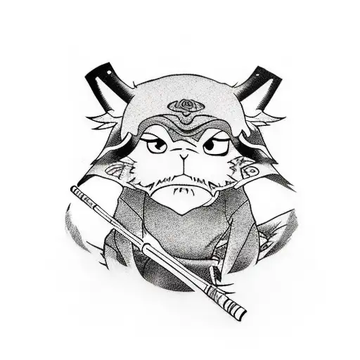 Anime character swinging a baseball bat with bamboo accents tattoo design idea