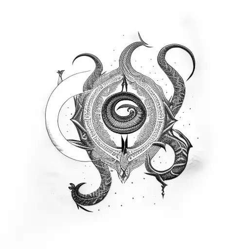 mahadev with moon and snake tattoo design idea