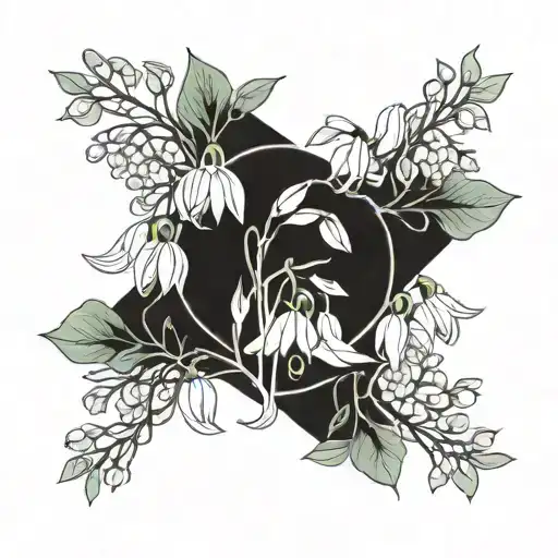 Rowan tree moon snowdrops  tattoo design idea
