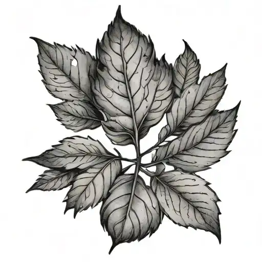 Rowan leaf moon tattoo design idea