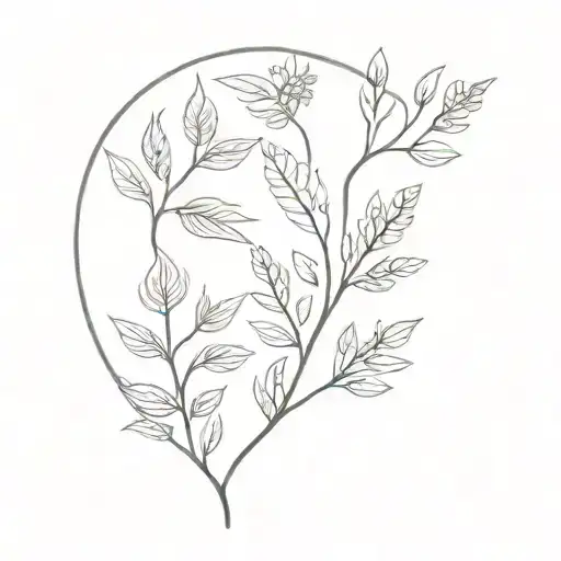 Rowan leaf moon tattoo design idea