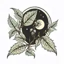 Rowan leaf moon tattoo design idea