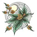 Rowan leaf moon tattoo design idea