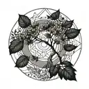 Rowan tree moon tattoo design idea