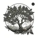 Rowan tree moon tattoo design idea