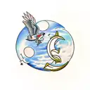 moon with number 13 tattoo design idea