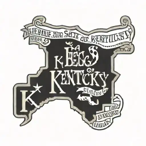black and grey tattoo featuring the outline of the state of kentucky with the text " Becky inside the state of kentucky" tattoo design idea