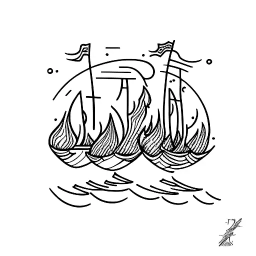 burning boats  tattoo design idea