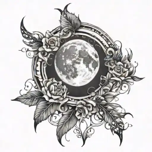 Awake under the glow of a full moon tattoo design idea