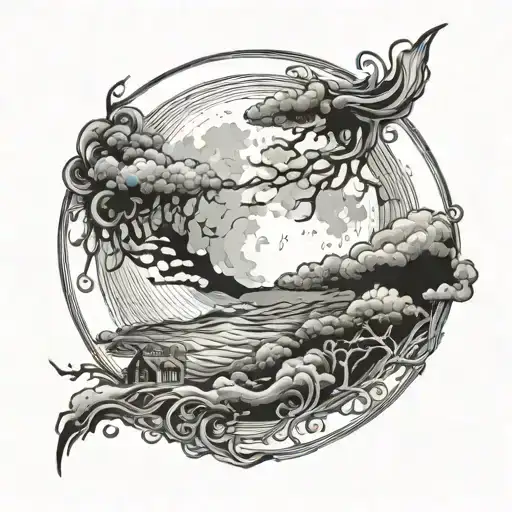 Full moon casting a spell in the night sky tattoo design idea
