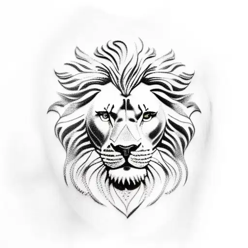 Greek god with lion holding scroll tattoo design idea