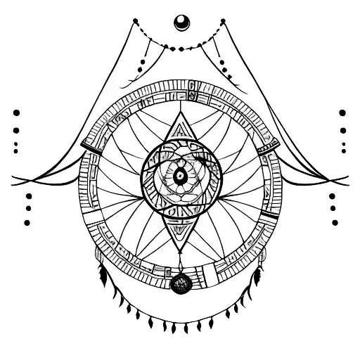 A dreamcatcher with Egyptian hieroglyphs symbolizing the pursuit of dreams tattoo design idea