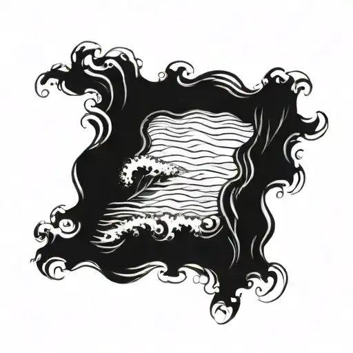 ocean water with small waves. add a sandy shore in the background tattoo design idea