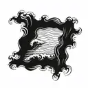 ocean water with small waves. add a sandy shore in the background tattoo design idea