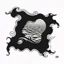ocean water with small waves. add a sandy shore in the background tattoo design idea