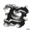 ocean water with small waves. add a sandy shore in the background tattoo design idea