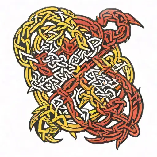 Celtic knot incorporating the flags of Norway, Poland, Scotland, Wales, Spain and tattoo design idea