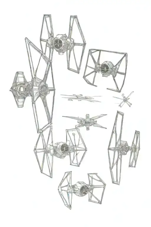 X-wing and Tie Fighter flying tattoo design idea