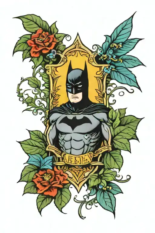 batman armor with ivy on forearm  tattoo design idea
