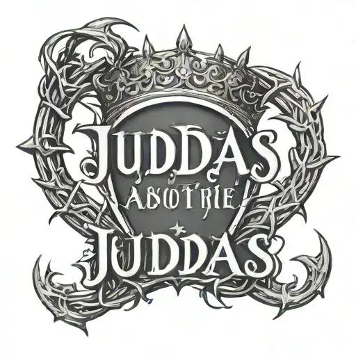 the inscription Judas and above the inscription a crown of thorns tattoo design idea