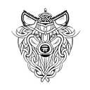 A minimalist design of a wolf head with viking runes forming the fur, symbolizing loyalty and intelligence. tattoo design idea