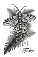 fern, moth, nature, runes, nordic stlyle tattoo design idea