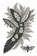 fern, moth, nature, runes, nordic stlyle tattoo design idea