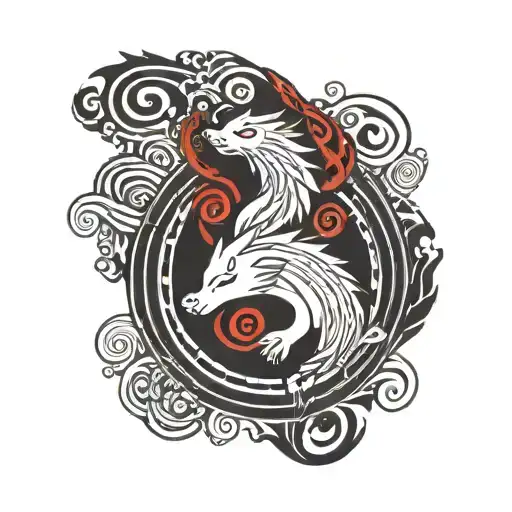 naruto seal with red background tattoo design idea