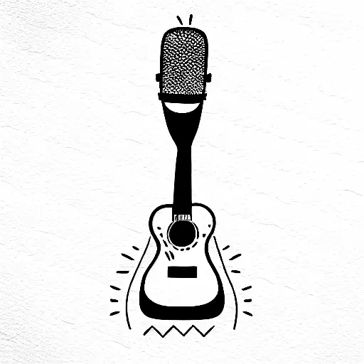 music, guitar, microphone, sisters tattoo design idea