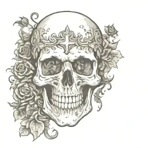 goth skull tattoo design idea