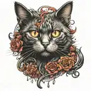 goth cat tattoo design idea