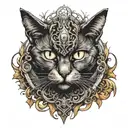 goth cat tattoo design idea