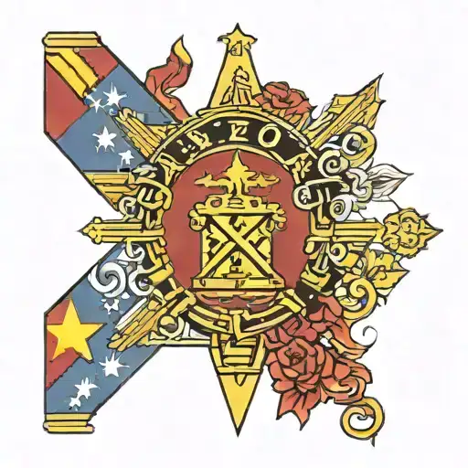 Arizona state flag with Nebraska State flag intertwined tattoo design idea