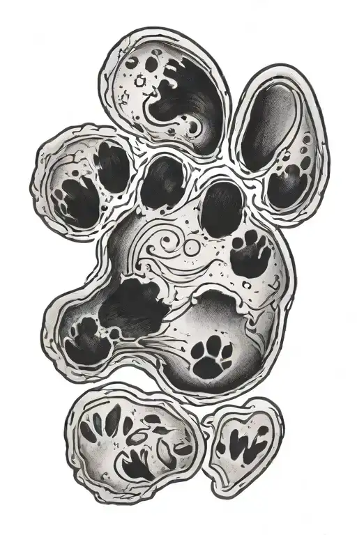 Moon around paw print tattoo design idea