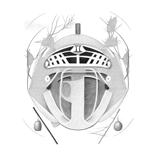 Dotwork "Israel Lacrosse Helmet With Lacrosse..." Tattoo Idea BlackInk AI