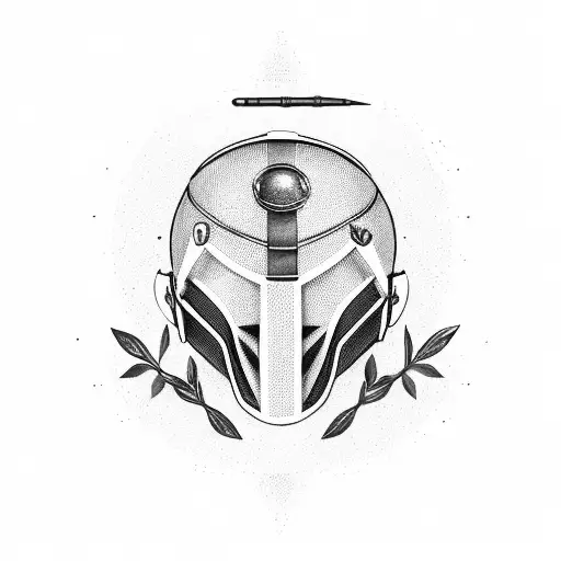 Dotwork "Israel Lacrosse Helmet With Lacrosse..." Tattoo Idea BlackInk AI