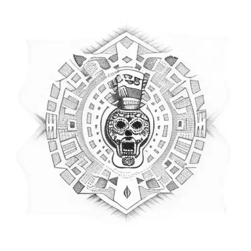 Mexican flag with Aztec  tattoo design idea