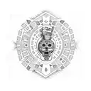 Mexican flag with Aztec  tattoo design idea