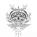 Mexican flag with Aztec  tattoo design idea