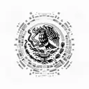 Mexican flag with Aztec  tattoo design idea