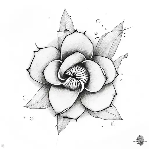 mana ray with Hawaiian flowers circling around it  tattoo design idea
