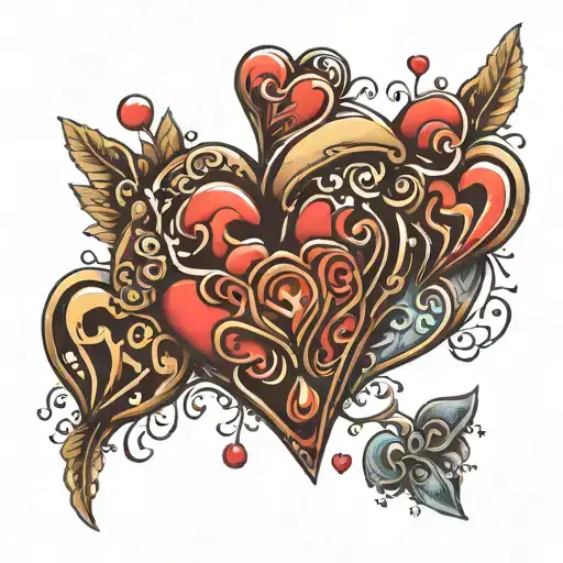 love hearts one soul tattoo design idea